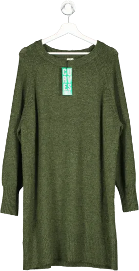 River Island Green Knit Jumper Dress UK 18