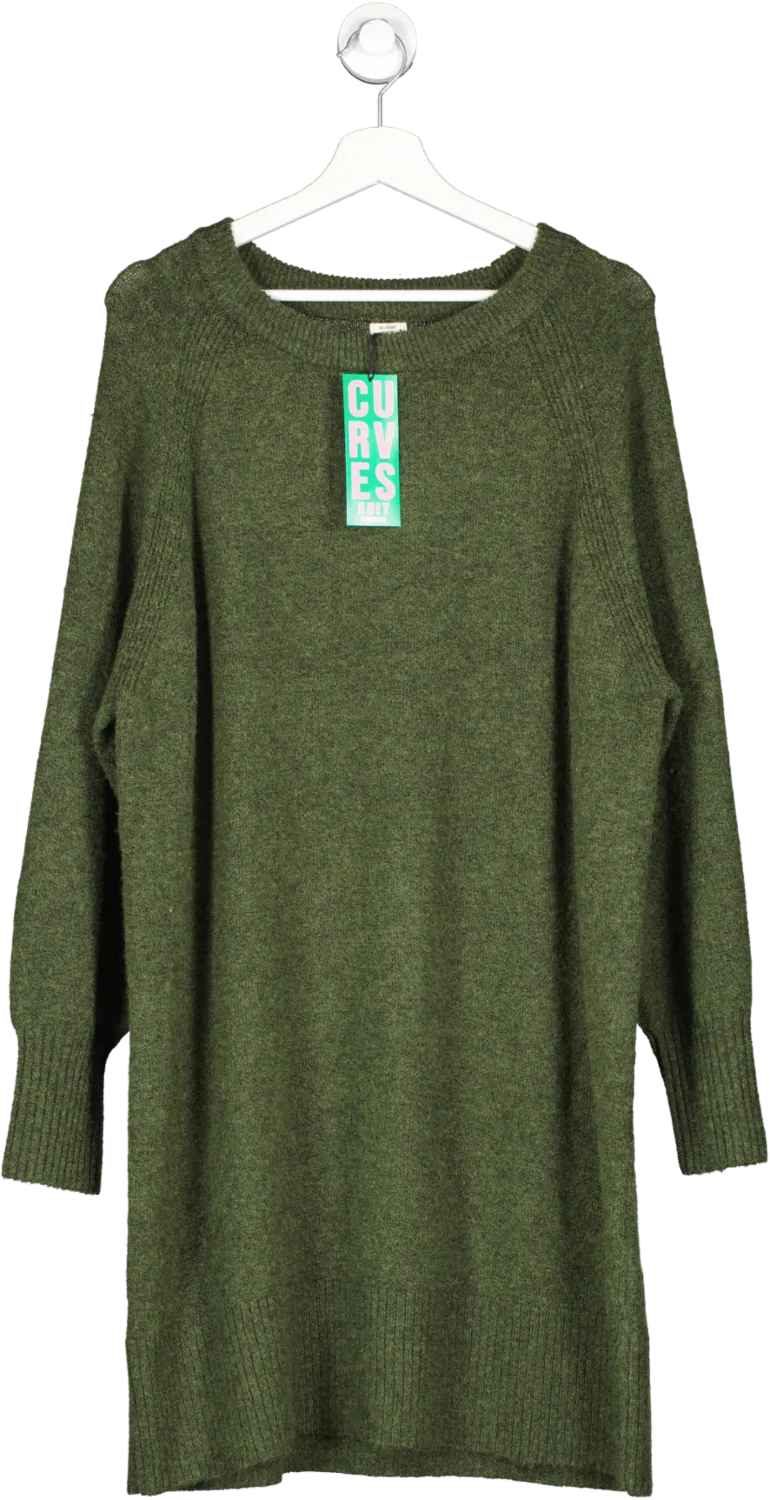 River Island Green Knit Jumper Dress UK 18