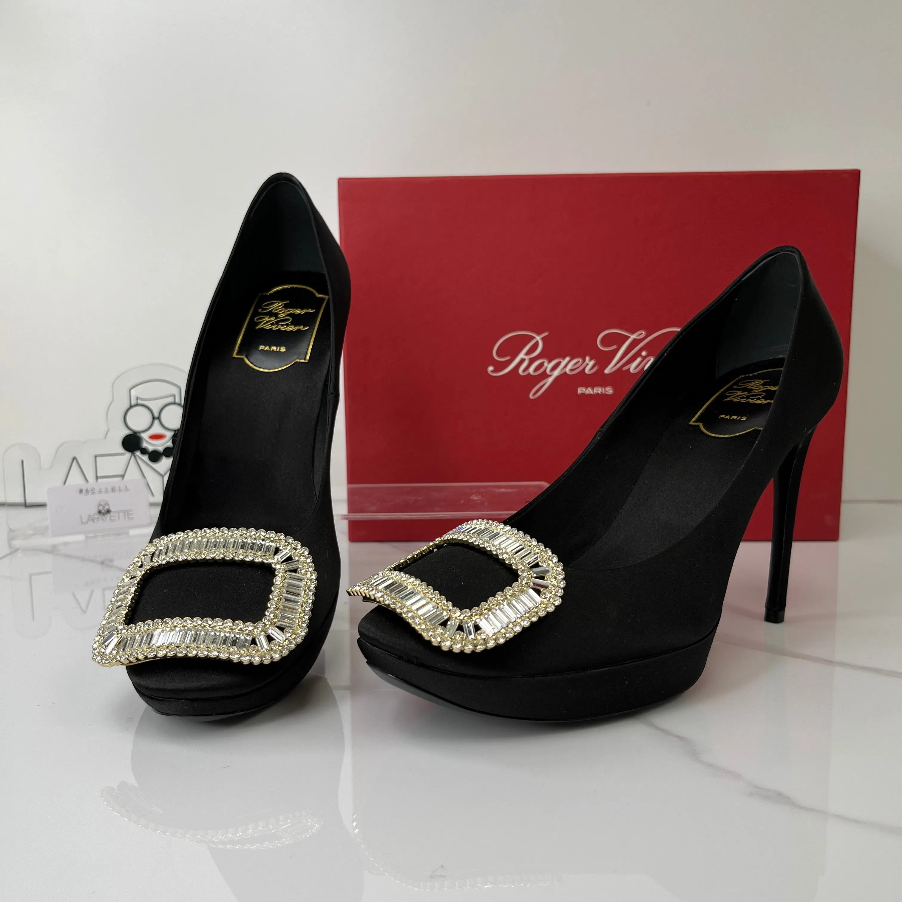 Roger Vivier Crystal Embellished Satin Platform Pumps - Size 37