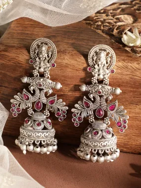 Rubans Vintage Vibes: Exquisite Oxidized Jhumka Earrings for Timeless Charm