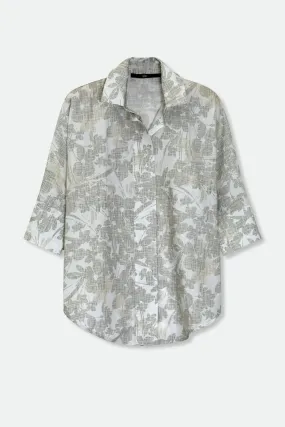 SAHANA DOLMAN SHIRT IN ITALIAN COTTON GREY FLORAL