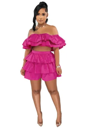 Sizzling Nights 2- Ruffled Halter Top with Matching Short