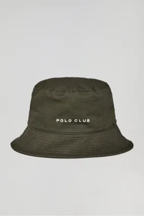 Sombrero bucket verde caqui con logo bordado minimal Polo Club