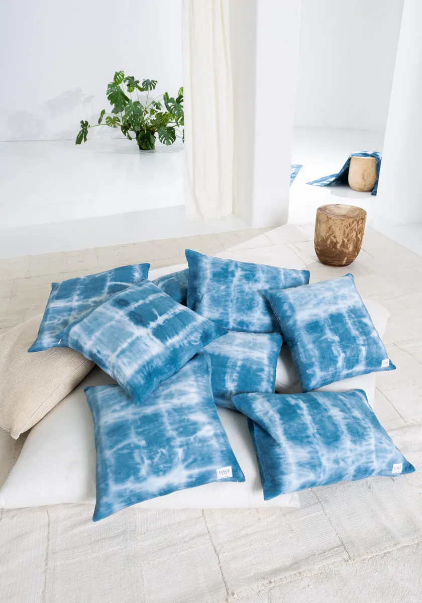 SONGE CASA Azul - Housse de coussin carrée Tie & Dye