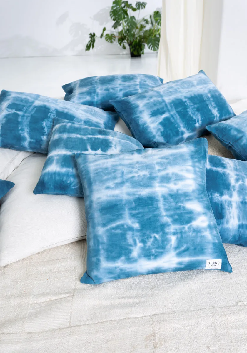 SONGE CASA Azul - Housse de coussin carrée Tie & Dye