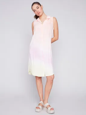 Tie Dye Sleeveless Button-Front Dress - Dawn