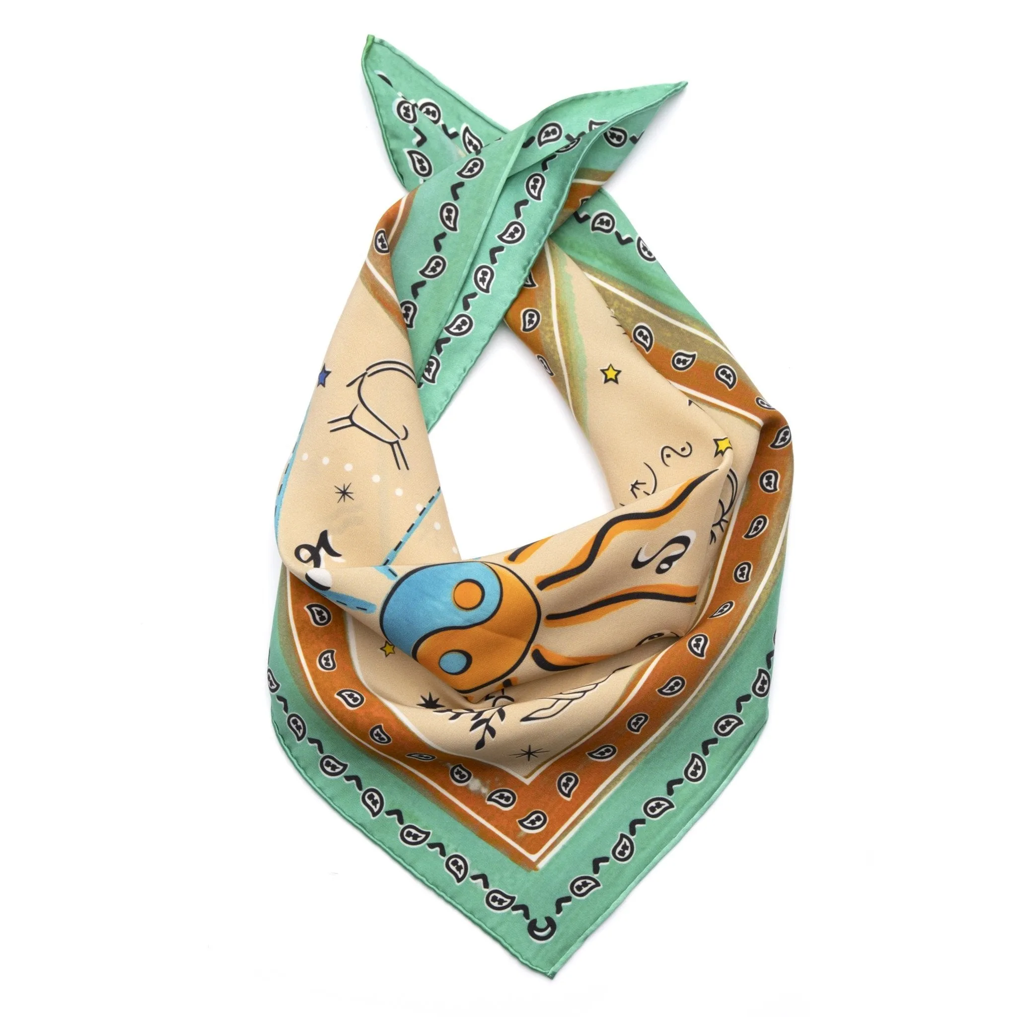 Turquoise Printed Square Scarf