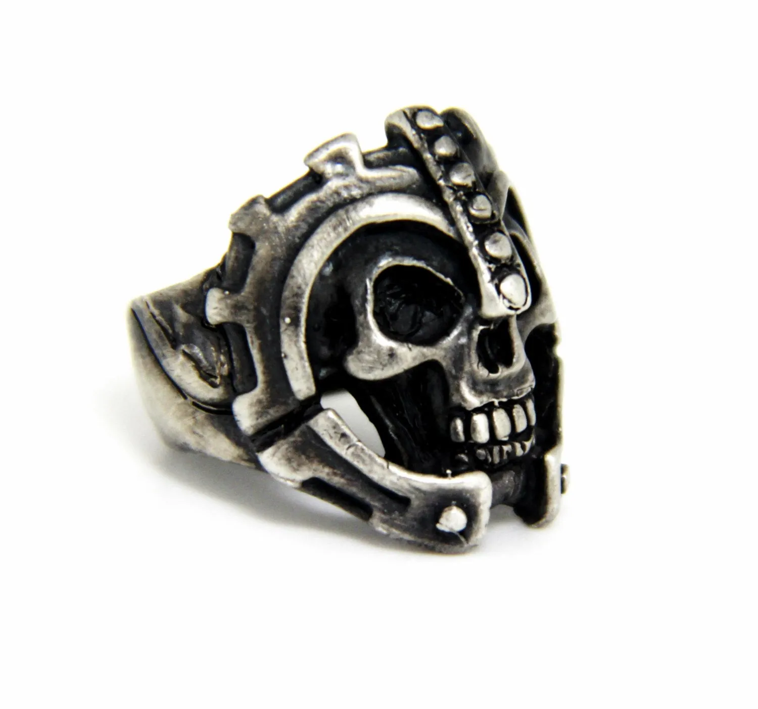 Until Death, Inc. "Warrior Skull Ring" Huge .925 Sterling Silver Biker Skull Ring.-UDINC0081