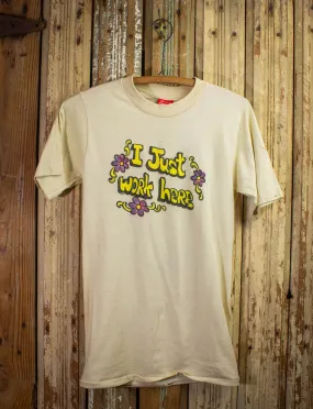 Vintage Mihitabel I Just Work Here Graphic T Shirt 60s Tan XS