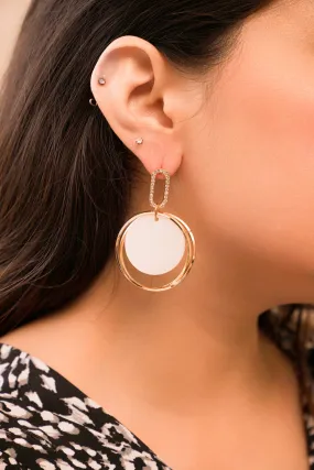 White & Gold Drop Earrings