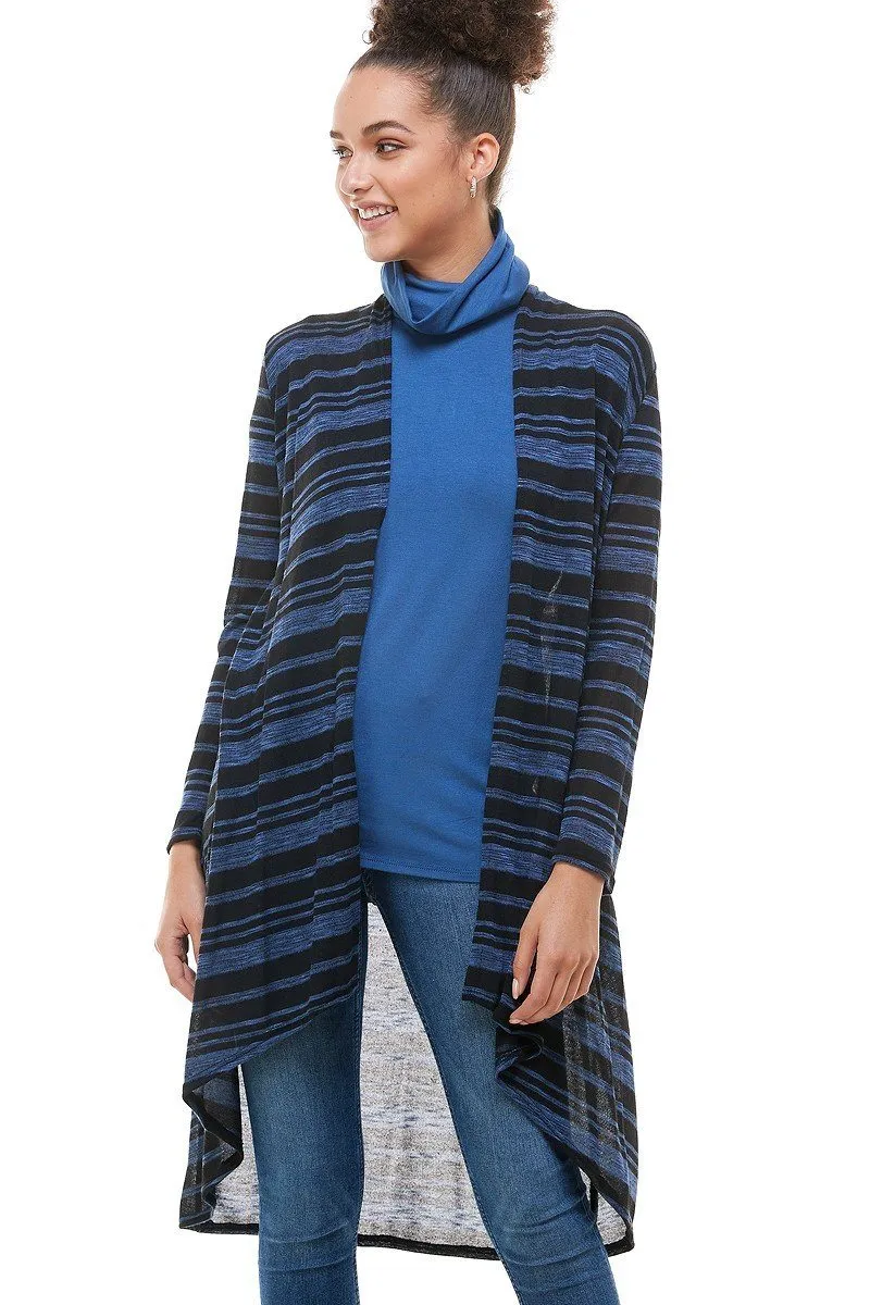 Womens Striped Long Cardigan Black/Blue Sizes S/M/L