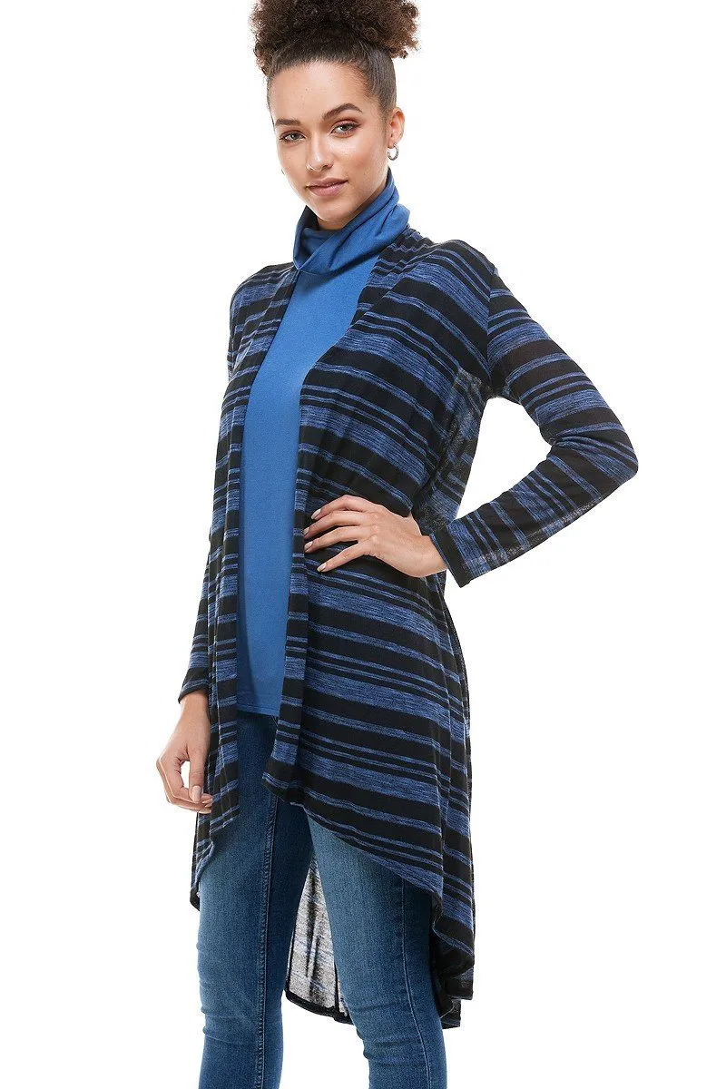 Womens Striped Long Cardigan Black/Blue Sizes S/M/L